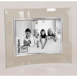 Curved glass photo frame silver bangle for horizontal, panoramic photos