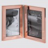 Cadre photo double couleur cuivre dos en cuir beige