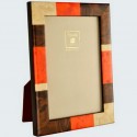 Checkered photo frame in orange marquetry