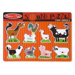 Puzzle sonore en bois pour enfant, les animaux, le zoo, pompier, maison