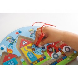 Magnetic game for children, firefighters mouse
