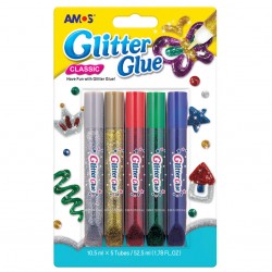 5 tubes de colles de couleurs pailletées