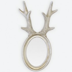 Silver oval mirror with deer horns