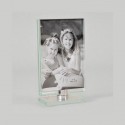 Vertical format glass spinning top photo frame