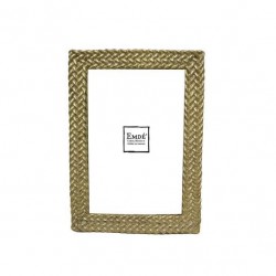 Gold photo frame with weave 10x15 cm