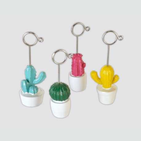 Lot de 8 clips cactus colorés