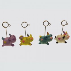 lot de 8 clips cochon, chat, chien porte photo, porte menu