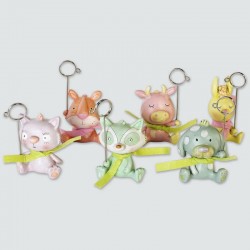 set of 6 animal clips pastel colors
