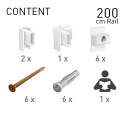 Fastener kit Click rail 200 cm white 300 cm