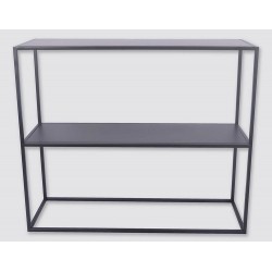 Black metal design console with wires. Dimensions 107 x 30 x 79 cm