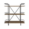 Shelf design black metal, on wheels with 3 wooden shelves
