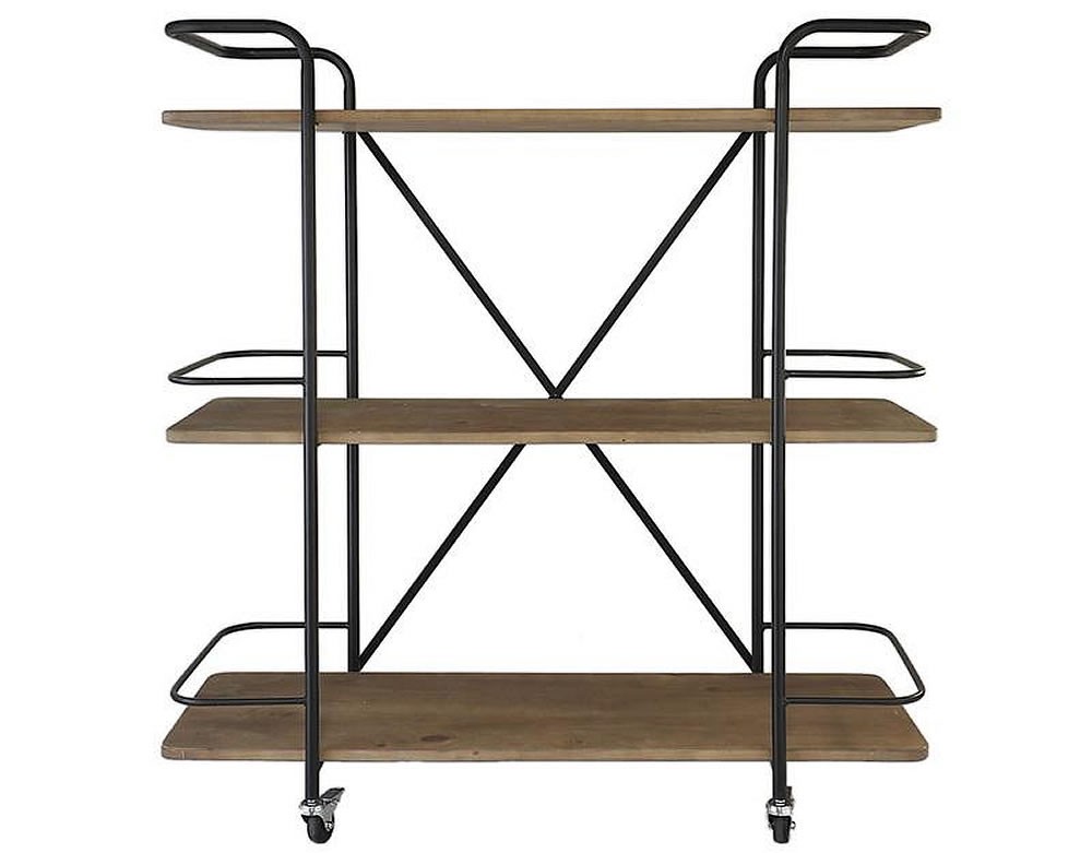 ETAGERE A ROULETTES - METAL NOIR ET BOIS - E156839