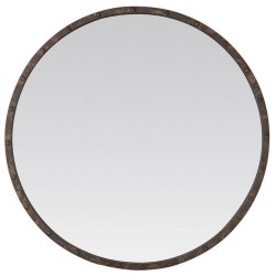 Miroir rond métal rouillé avec rivets style industriel