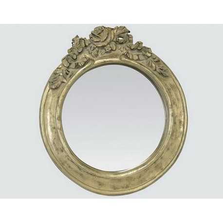 Miroir rond avec rose couleur champagne