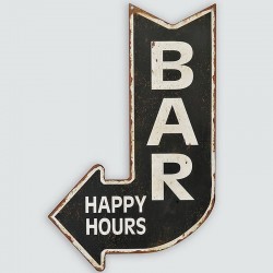 Plaque métal vintage Flèche "Bar Happy Hours"