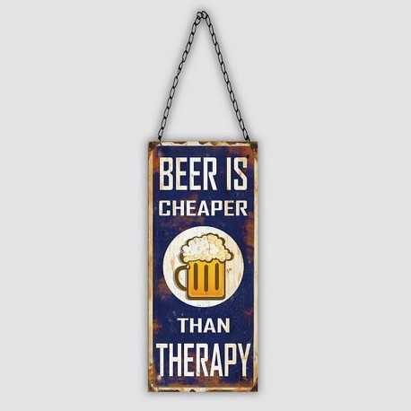 Retro metal plate / vintage Beer is cheaper than therapy