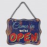 Retro metal plate / vintage"Come in we're open"