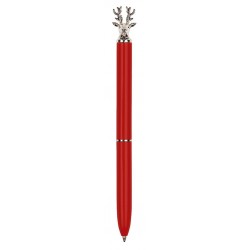 Stylo de noël avec tête de renne, couleur rouge