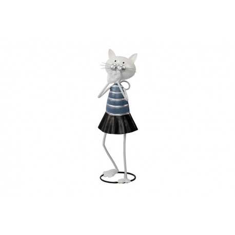 Sculpture, astonished cat statuette in a skirt