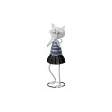 Sculpture, statuette de chat étonné en jupe