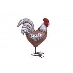 Sculpture, statuette de coq chocolat effet métallisé
