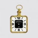Horloge métal carré jaune