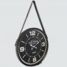 Horloge noir à suspendre avec lanière cuir