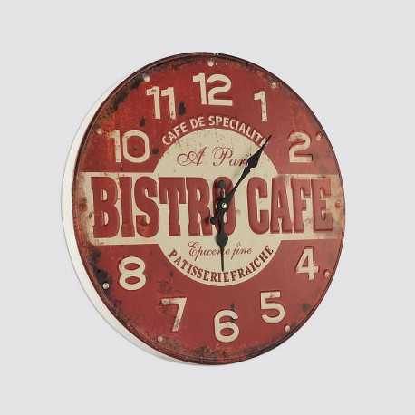 Horloge ronde rouge bistrot café