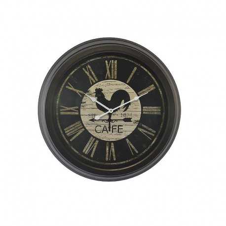 Coffee rooster black round clock