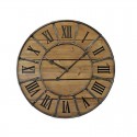 Horloge ronde bois métal rivets
