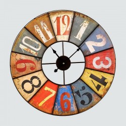 Vintage multicolored round clock 58 cm