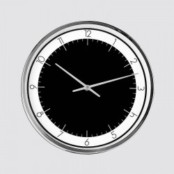 Horloge ronde noire, blanche et chrome