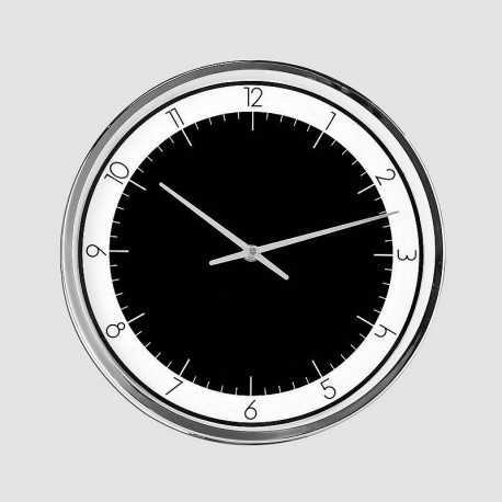 Horloge ronde noire, blanche et chrome