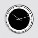 Black, white and chrome round clock