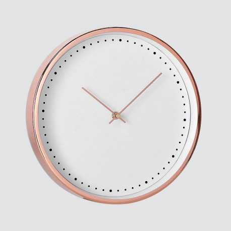 Black round clock, pink copper