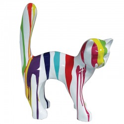 Multicolored cat statue