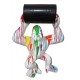 Multicolored king-kong gorilla statue white background with barrel
