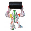 Multicolored Donkey kong gorilla statue white background with barrel
