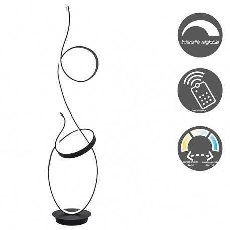 Black double loop led floor lamp