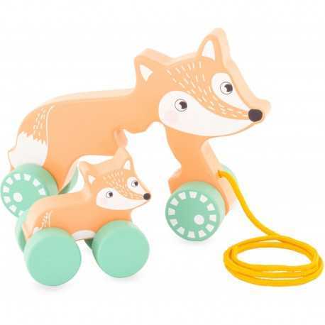 The mother fox to drag, cart for child