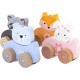 Jeu de 4 voitures animaux en bois