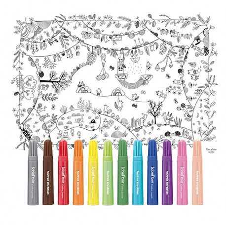 Coloring tablecloth for children, Enchanted forest