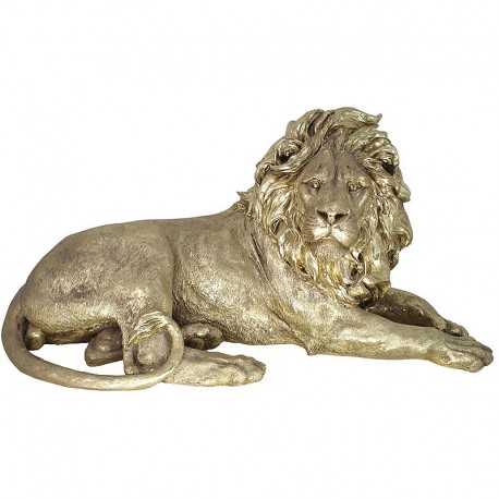 Sculpture, Lion majestueux couleur or grand modèle