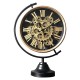 Golden color world map floor clock with visible gears