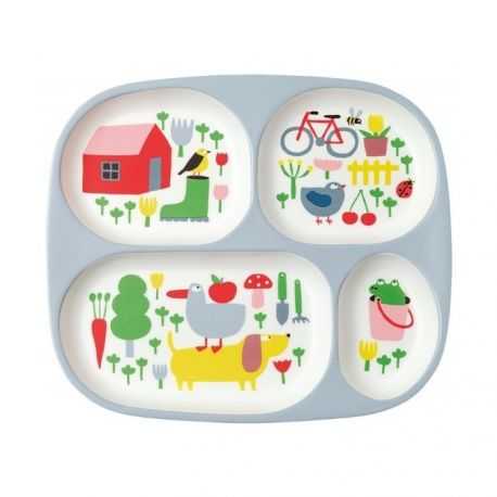 Baby tray with 4 compartments, countryside decor