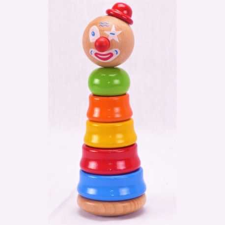 Stackable wooden tumbler, model the Clown