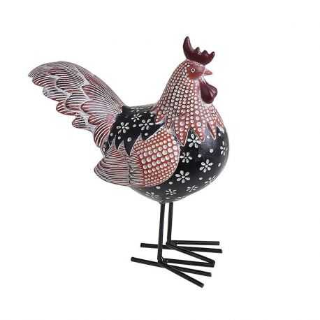 Statuette de poule noire-brun