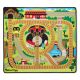 Children's play mat, wooden trains