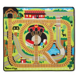 Tapis de jeu pour enfant, les trains en bois