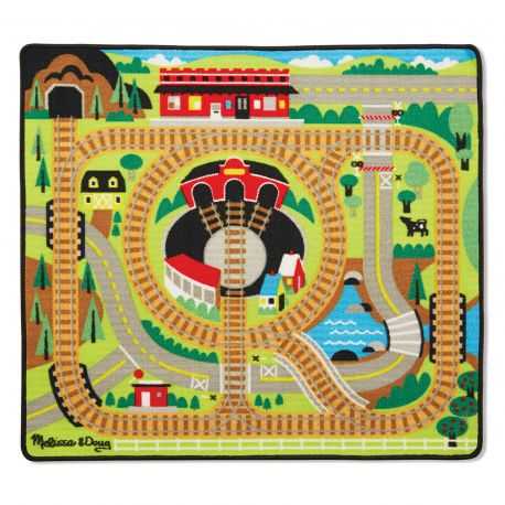 Tapis de jeu pour enfant, les trains en bois